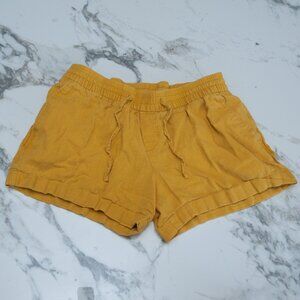 Ladies Used Old Navy Linen Blend Drawstring Elastic Waist Shorts Yellow Medium